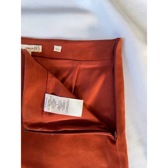 Vince Pants Size 6 Fall Culottes Suede Wide Leg Cropped in Brick Red Orange - Picture 10 of 16